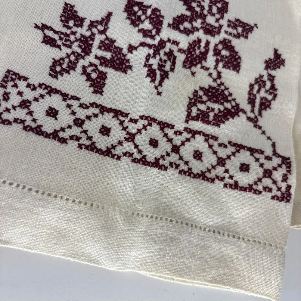 Vintage Hand Embroidered Cream three Table napkins
